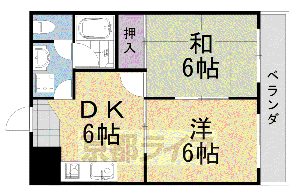 ドルフィンII(2DK/1階)の間取り写真