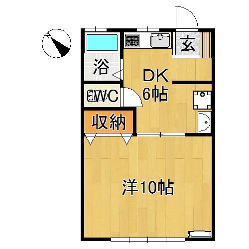 ドルチェ俵元(1DK/2階)の間取り写真