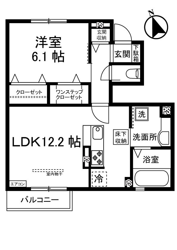 フーヴェル岡上I(1LDK/1階)の間取り写真