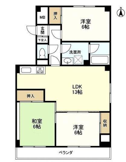 ニュー東邦(3LDK/11階)の間取り写真