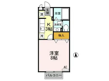 ル クレール ブランA(1K/2階)の間取り写真