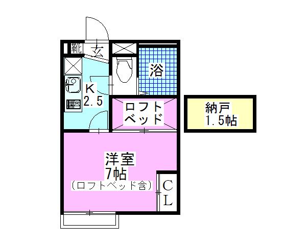 レオパレスプリマベーラ(1K/1階)の間取り写真