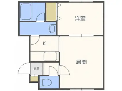 CREA北22条(1LDK/2階)の間取り写真