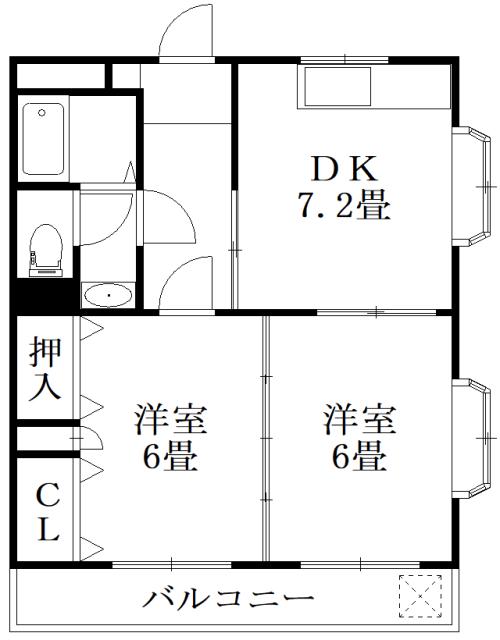 ガーデンヒルズ城南II(2DK/1階)の間取り写真