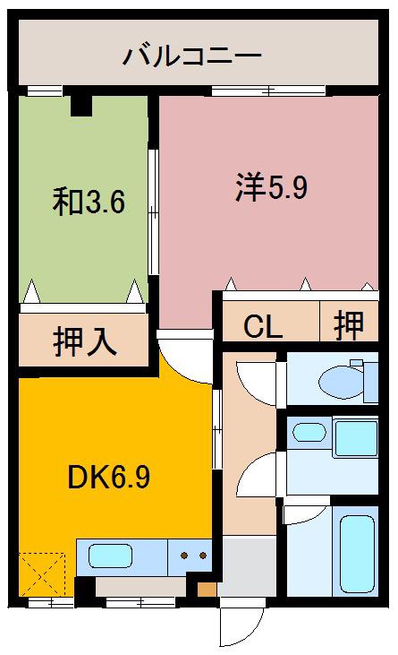 ノースカントリ-(2DK/3階)の間取り写真