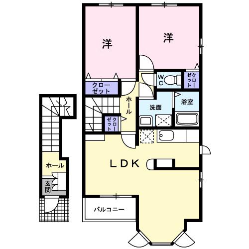 アルドーレ ウーノ(2LDK/2階)の間取り写真