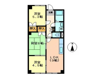 杉山マンション(3LDK/3階)の間取り写真