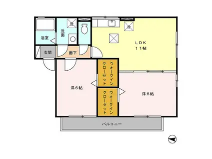 メルベーユ富の原F(2LDK/1階)の間取り写真