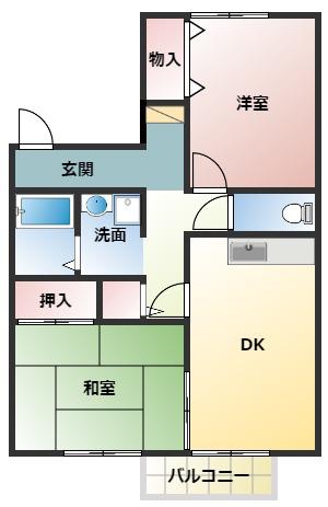 メゾンマルシ(2DK/1階)の間取り写真