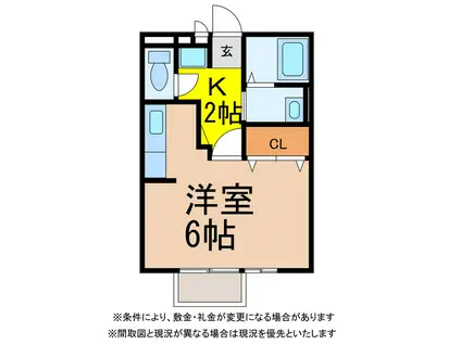 富久屋ハイツⅡ(1K/1階)の間取り写真