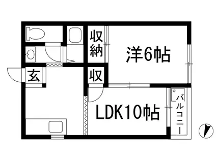 秀明ハイツ(1LDK/2階)の間取り写真