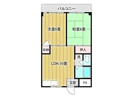 アールマンション(2LDK/1階)の間取り写真