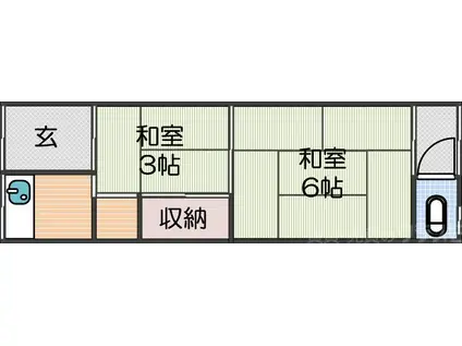 地下鉄四つ橋線 北加賀屋駅 徒歩3分 2階建 築58年(2DK/2階)の間取り写真