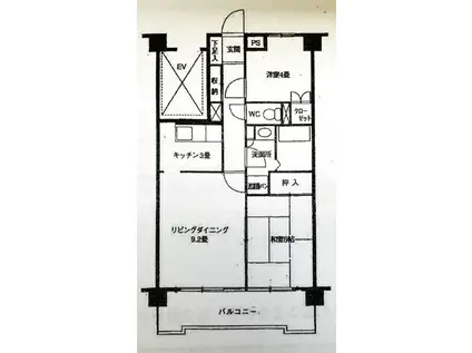 エスト加賀野 502号(2LDK/5階)の間取り写真