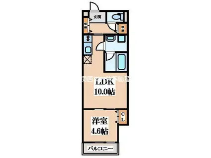クレアール菱屋東(1LDK/2階)の間取り写真