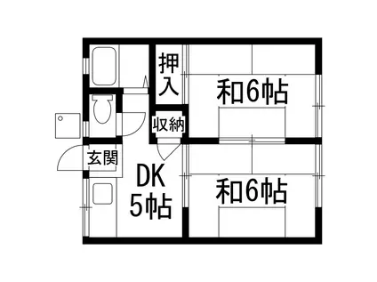 奥田ハイツ(2DK/1階)の間取り写真