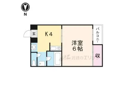 レジデンス摂津(1K/1階)の間取り写真