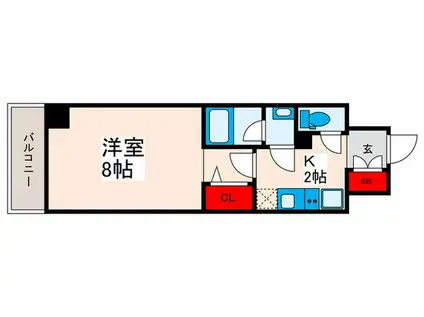 GRANPASEO三ノ輪(1K/8階)の間取り写真