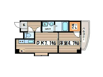 しゃとれ小松島(1DK/3階)の間取り写真