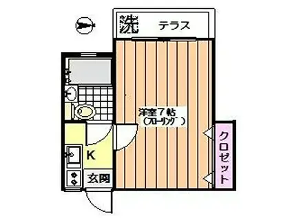フラット高円寺南II(1K/1階)の間取り写真