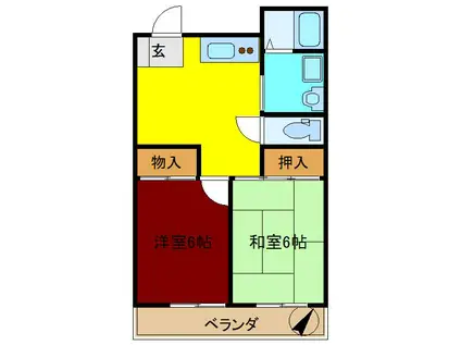 渋井ビル(2DK/2階)の間取り写真