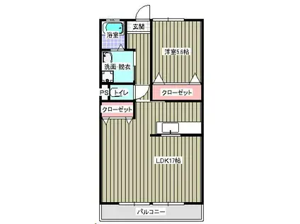 エトワール湯野(1LDK/1階)の間取り写真