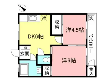 メゾンヤマダ(2DK/1階)の間取り写真