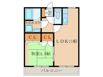 セルシオマンション(1LDK/2階)の間取り写真