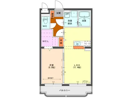 BRIGHTLY PLACE(1LDK/1階)の間取り写真