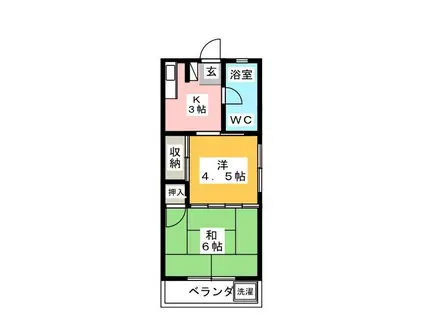 岡本ハイツ(2K/1階)の間取り写真