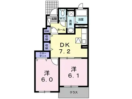 メゾンドソレイユ弁分(2DK/1階)の間取り写真