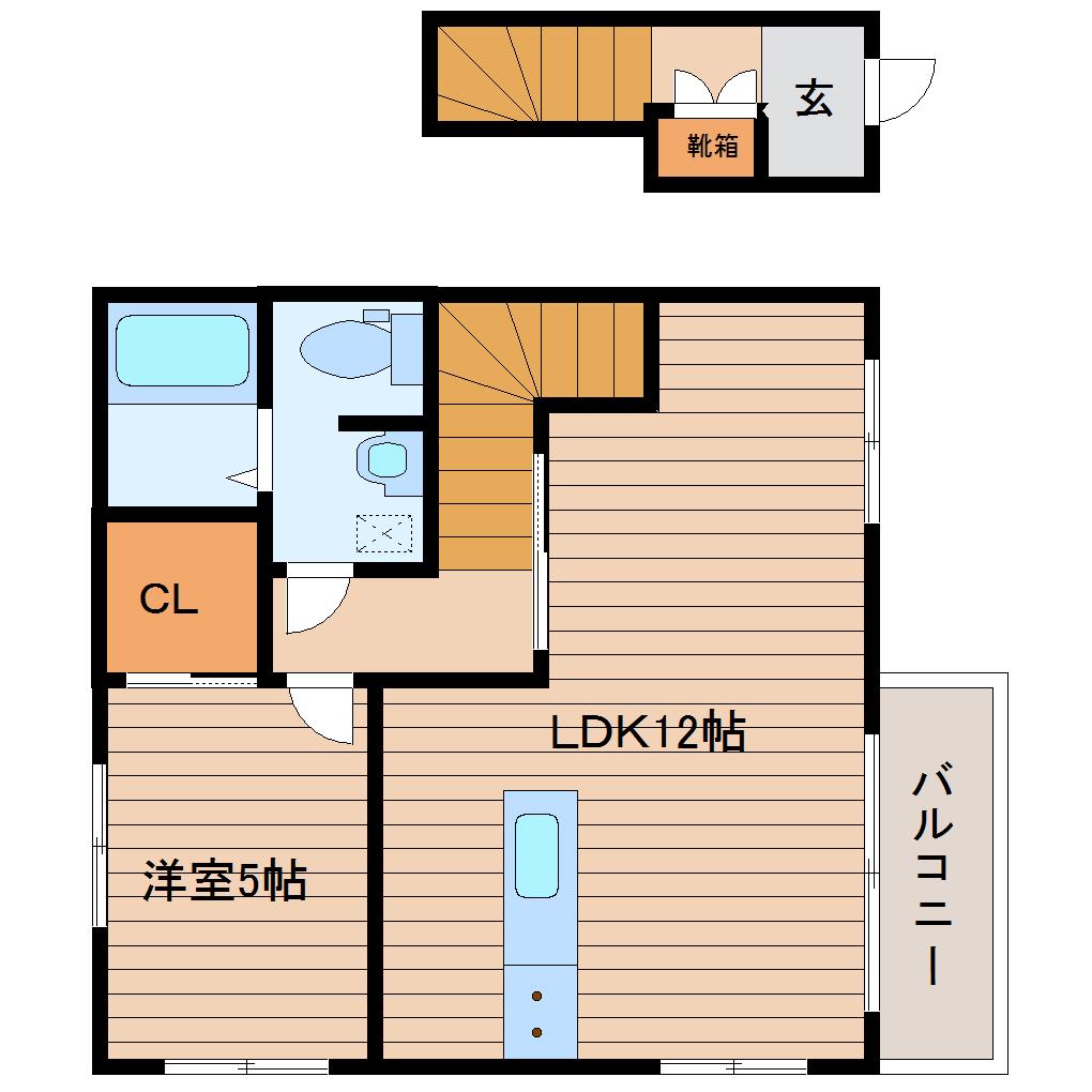 カーサ・アスール(1LDK/2階)の間取り写真