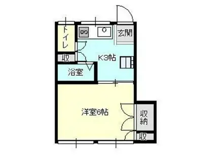 R.中央II(1K/1階)の間取り写真