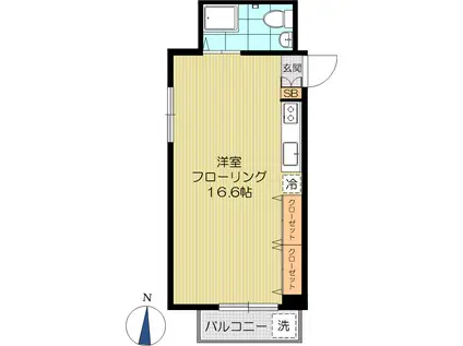 富士見コーポ(ワンルーム/6階)の間取り写真