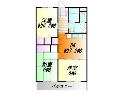 セレス岩原(3DK/2階)の間取り写真