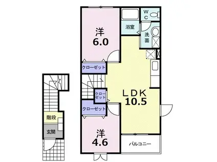 サンプラッツA(2LDK/2階)の間取り写真