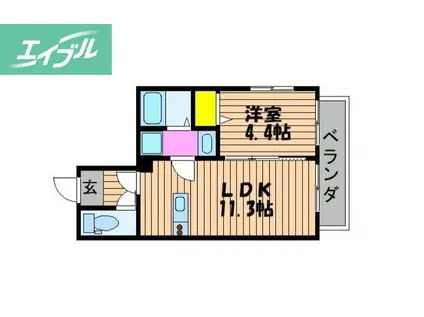 グランメゾンK・S(1LDK/2階)の間取り写真