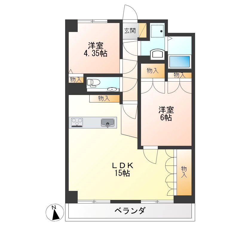 STパールハイツ(2LDK/6階)の間取り写真