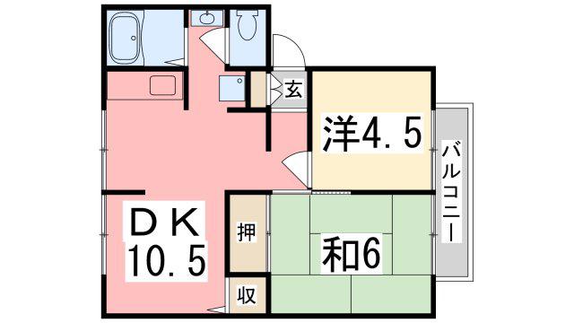 エクセル山崎(2LDK/2階)の間取り写真