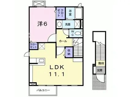 アヴェニューハマノ(1LDK/2階)の間取り写真