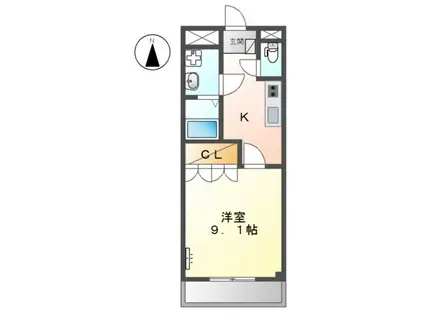 トラステージ(1K/2階)の間取り写真