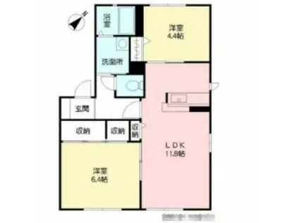 ウェールス中吉田 A棟(2LDK/1階)の間取り写真