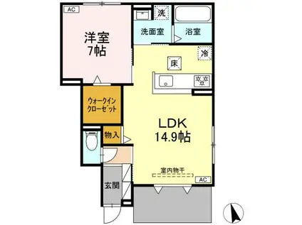 エスポワールYVII(1LDK/1階)の間取り写真