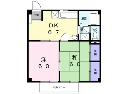 ルミエール鳴神(2DK/1階)の間取り写真