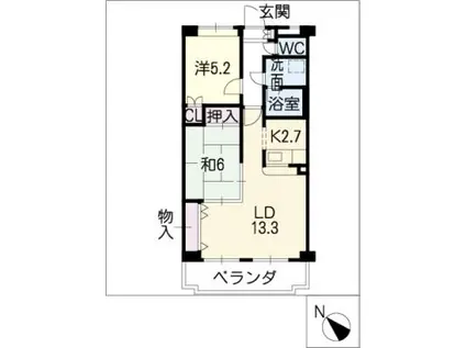アルテス佐野(2LDK/1階)の間取り写真