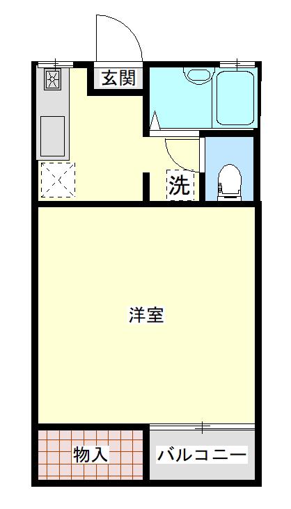 キャピタル松ヶ丘(1K/1階)の間取り写真