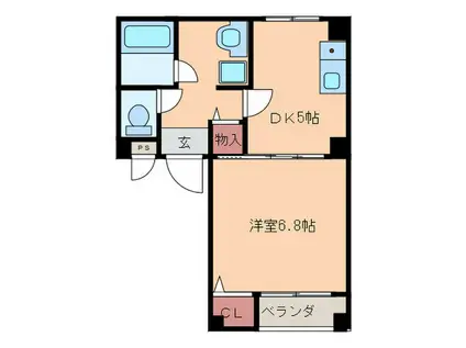石橋マンション柊(1DK/3階)の間取り写真