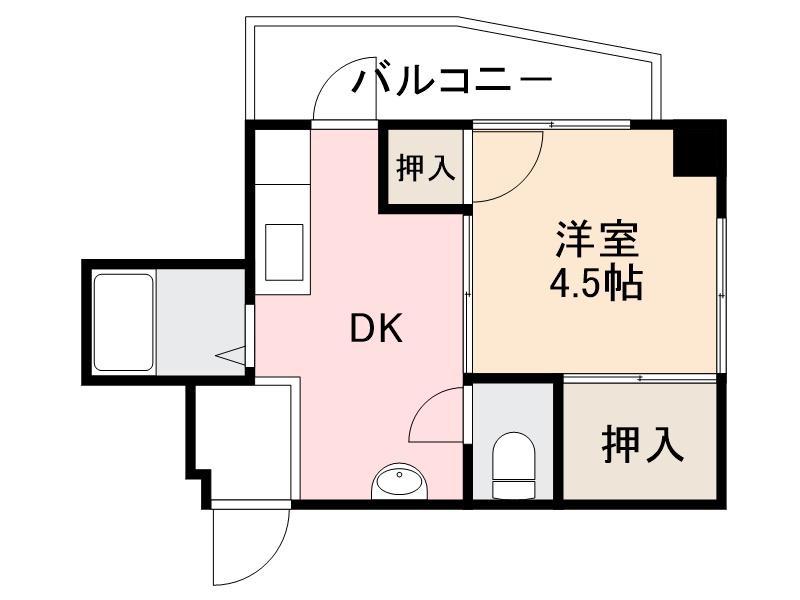 塚本マンション(1DK/4階)の間取り写真
