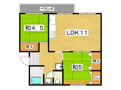 中宮第474棟(2LDK/1階)の間取り写真