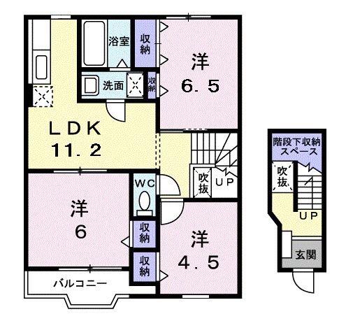 ミレニアム・T(3LDK/2階)の間取り写真